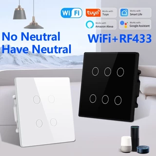 TUYA Smart Switch สวิตช์ไฟ WIFI TUYA Smart Life 1/2/3/4 แก๊งค์ ทำงานร่วมกับ Alexa Google Home