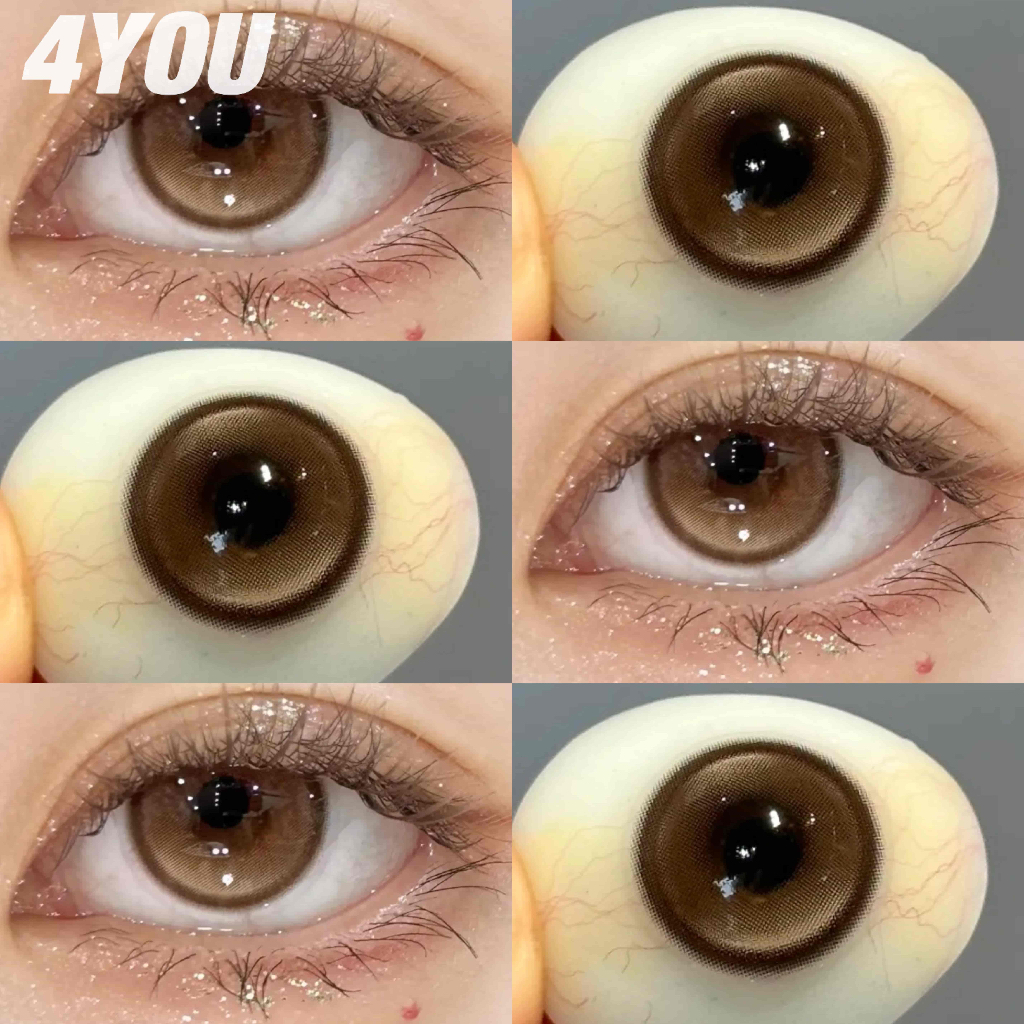 4YOU (COD&ของขวัญฟรี) 2 ชิ้นสีน้ําตาลคอนแทคเลนส์สี 0 เลนส์นุ่มเกรดเลนส์ธรรมชาติ Eye Contact สําหรับตาไม่มีพลังงานรายปีใช้ 14.2 มม.
