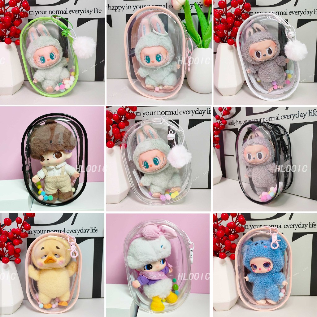 15 ซม.17 ซม.labubu V1 V2 V3 Outing กระเป๋าสําหรับ DIMOO WORLD Liila Bao-ao UpsetDuck lulu หมูโปร่งใส