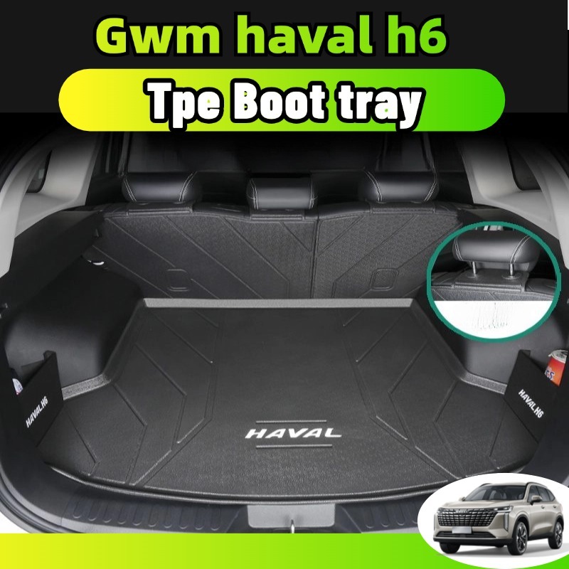 Haval h6 hev/phev 2022-2026 ถาดหลังรถ เสื่อท้ายรถ พรมปูพื้น tpe/xpe ป้องกันรอยขีดข่วน และทนต่อการสึกหรอ ประดับยนต์ boot tray ของแต่งรถยนต