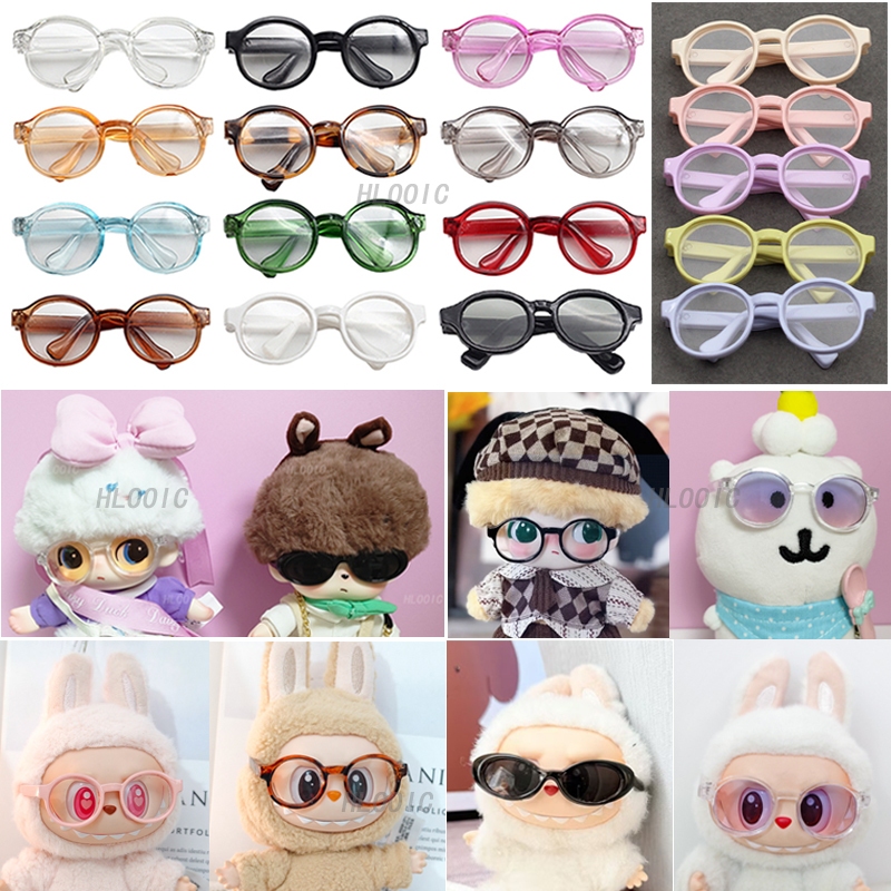 ตุ๊กตาแว่นตา 6.5 ซม.สําหรับ Labubu V1 V2 V3 & DIMOO World & Joke Bear &Bao-ao &Carebears, และ 1/3 ตุ๊กตา BJD และ MellChan ตุ๊กตาแว่นตาของเล่นแว่นตาพลาสติกแว่นตาอุปกรณ์เสริม