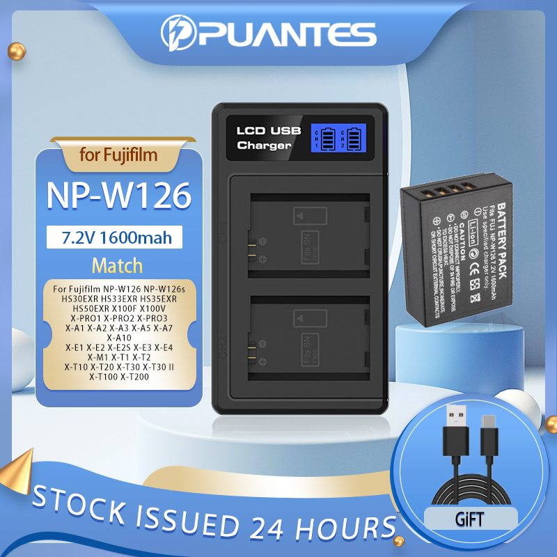 Puantes NP-W126/W126A แบตเตอรี่กล้อง + USB2 สล็อตสําหรับ Fujifilm X-M5 HS30EXR HS33EXR HS35EXR HS50E