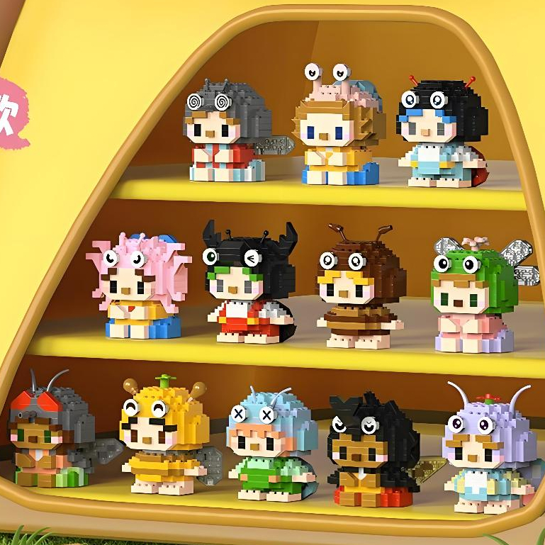 ของเล่นบล็อคตัวต่อ แมลง เอลฟ์ ชุด ตุ๊กตาการ์ตูน ตกแต่งเดสก์ท็อป ของขวัญวันหยุดสําหรับเด็กผู้หญิง เด็กผู้ชาย