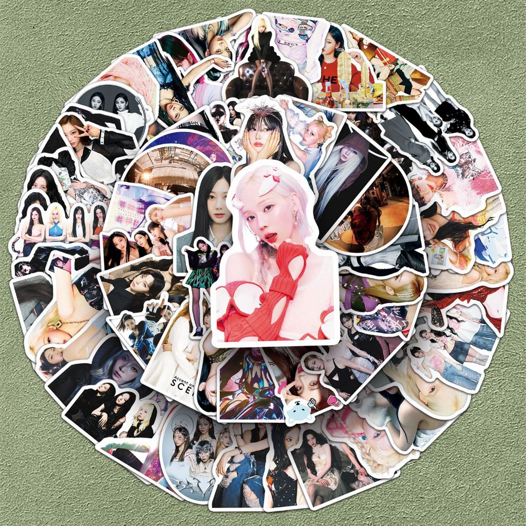 100PCS AESPA สาวกลุ่มสติกเกอร์ DIY สําหรับหมวกกันน็อคโทรศัพท์บัญชีมือ Decals เกาหลี Kpop สติกเกอร์