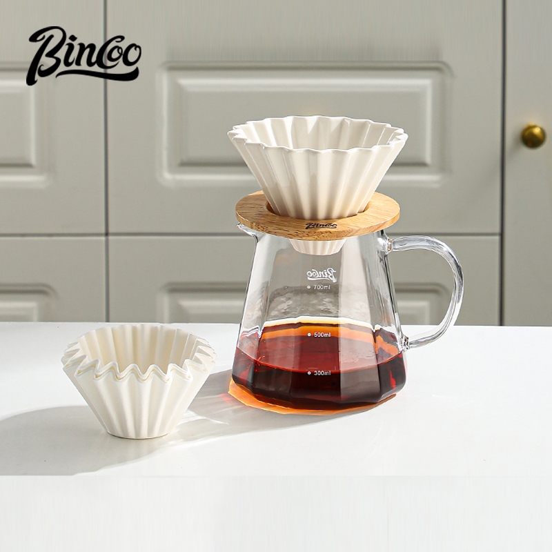 Bincoo Hand Brewing ชุดหม้อกาแฟ V60 เซรามิคถ้วยกรองหม้อแบ่งปันกาต้มน้ํากาแฟบ้านเครื่องชงกาแฟ 700ML