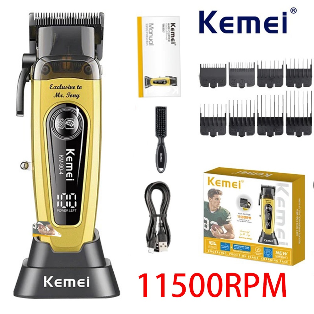 Kemei Professional 11500 RPM ผมClipperสําหรับตัดผมTrimmersแบบชาร์จไฟได้Brushlessมอเตอร์ตัดผมสําหรับช