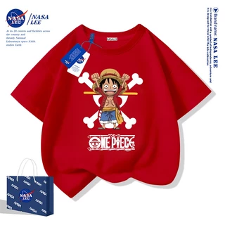 【จัดส่งภายใน 48 ชั่วโมง】 เสื้อยืดแขนสั้น NASA สำหรับเด็ก ผ้าฝ้ายสีดำ ลายวันพีซ (One Piece) - แฟชั่นสุดเทรนด์สำหรับเด็กผู้ชายและเด็กผู้หญิง