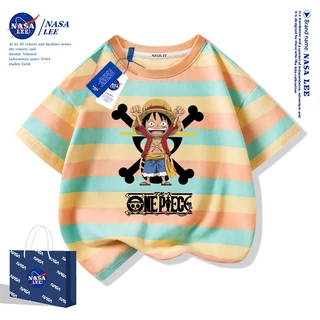【จัดส่งภายใน 48 ชั่วโมง】 เสื้อยืดแขนสั้น NASA สำหรับเด็ก ผ้าฝ้ายสีดำ ลายวันพีซ (One Piece) - แฟชั่นสุดเทรนด์สำหรับเด็กผู้ชายและเด็กผู้หญิง