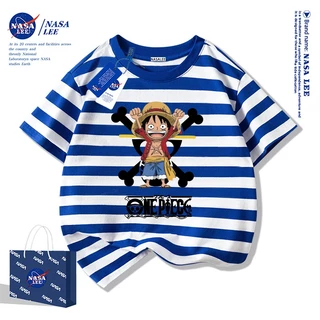 【จัดส่งภายใน 48 ชั่วโมง】 เสื้อยืดแขนสั้น NASA สำหรับเด็ก ผ้าฝ้ายสีดำ ลายวันพีซ (One Piece) - แฟชั่นสุดเทรนด์สำหรับเด็กผู้ชายและเด็กผู้หญิง
