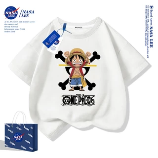【จัดส่งภายใน 48 ชั่วโมง】 เสื้อยืดแขนสั้น NASA สำหรับเด็ก ผ้าฝ้ายสีดำ ลายวันพีซ (One Piece) - แฟชั่นสุดเทรนด์สำหรับเด็กผู้ชายและเด็กผู้หญิง