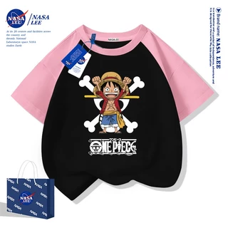 【จัดส่งภายใน 48 ชั่วโมง】 เสื้อยืดแขนสั้น NASA สำหรับเด็ก ผ้าฝ้ายสีดำ ลายวันพีซ (One Piece) - แฟชั่นสุดเทรนด์สำหรับเด็กผู้ชายและเด็กผู้หญิง