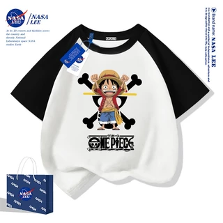 【จัดส่งภายใน 48 ชั่วโมง】 เสื้อยืดแขนสั้น NASA สำหรับเด็ก ผ้าฝ้ายสีดำ ลายวันพีซ (One Piece) - แฟชั่นสุดเทรนด์สำหรับเด็กผู้ชายและเด็กผู้หญิง
