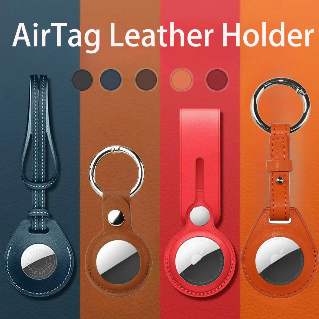 ที่วาง Airtag หนังแท้เบอร์กันดี, เคสแท็กอากาศ Gps Tracker, อุปกรณ์เสริมพวงกุญแจ Airtag, เคส Gps พร้อ