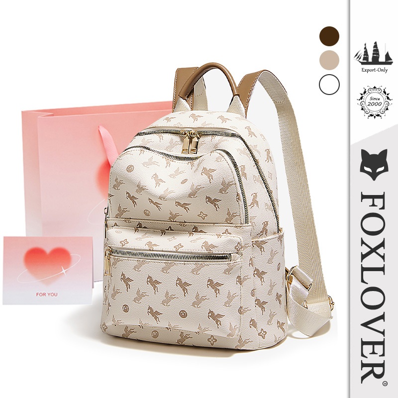 FOXLOVER Women Backpack กระเป๋าเป้สะพายหลังเลดี้สําหรับผู้หญิงสไตล์แฟชั่นโรงเรียนสําหรับเด็กผู้หญิง