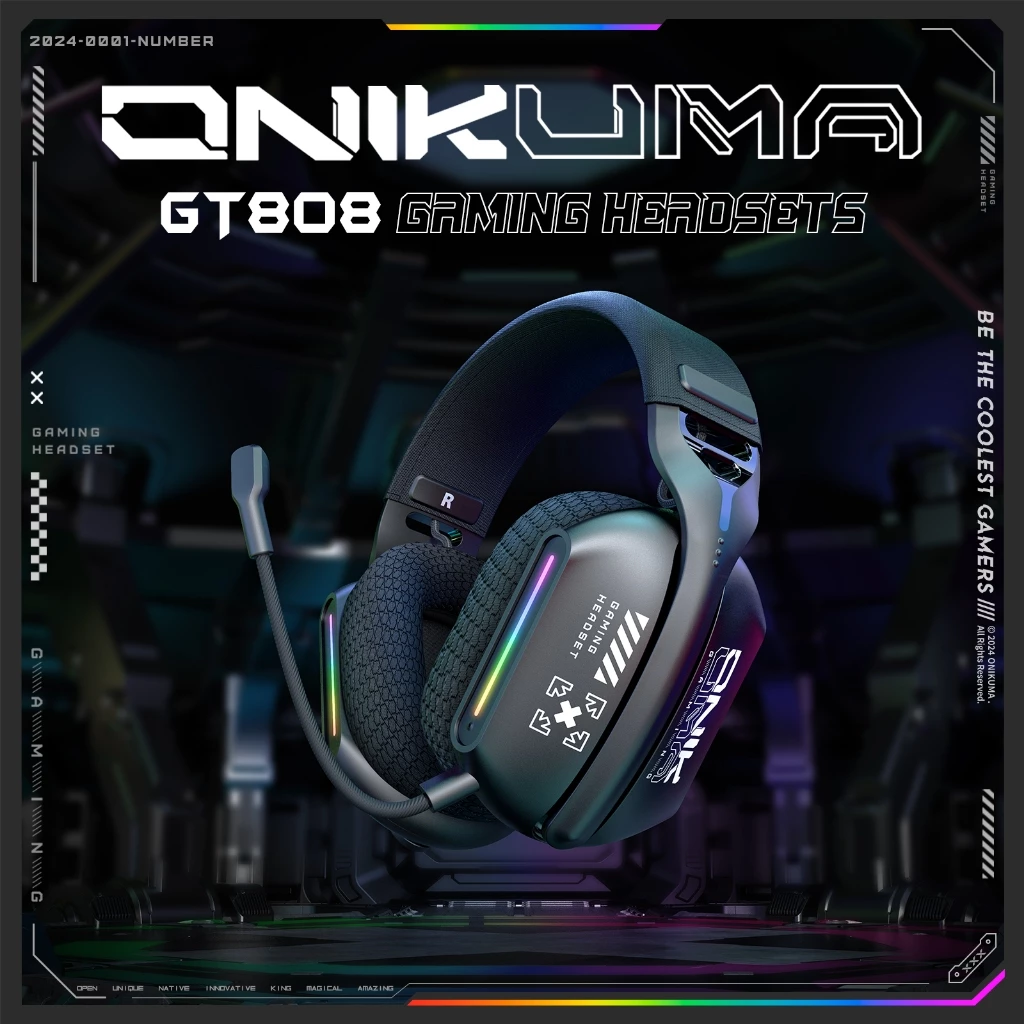 Onikuma GT808 ชุดหูฟังสามโหมดชุดหูฟังเกมบลูทูธ 5.4/2.4G/AUX 3.5 มม. thumbnail 3