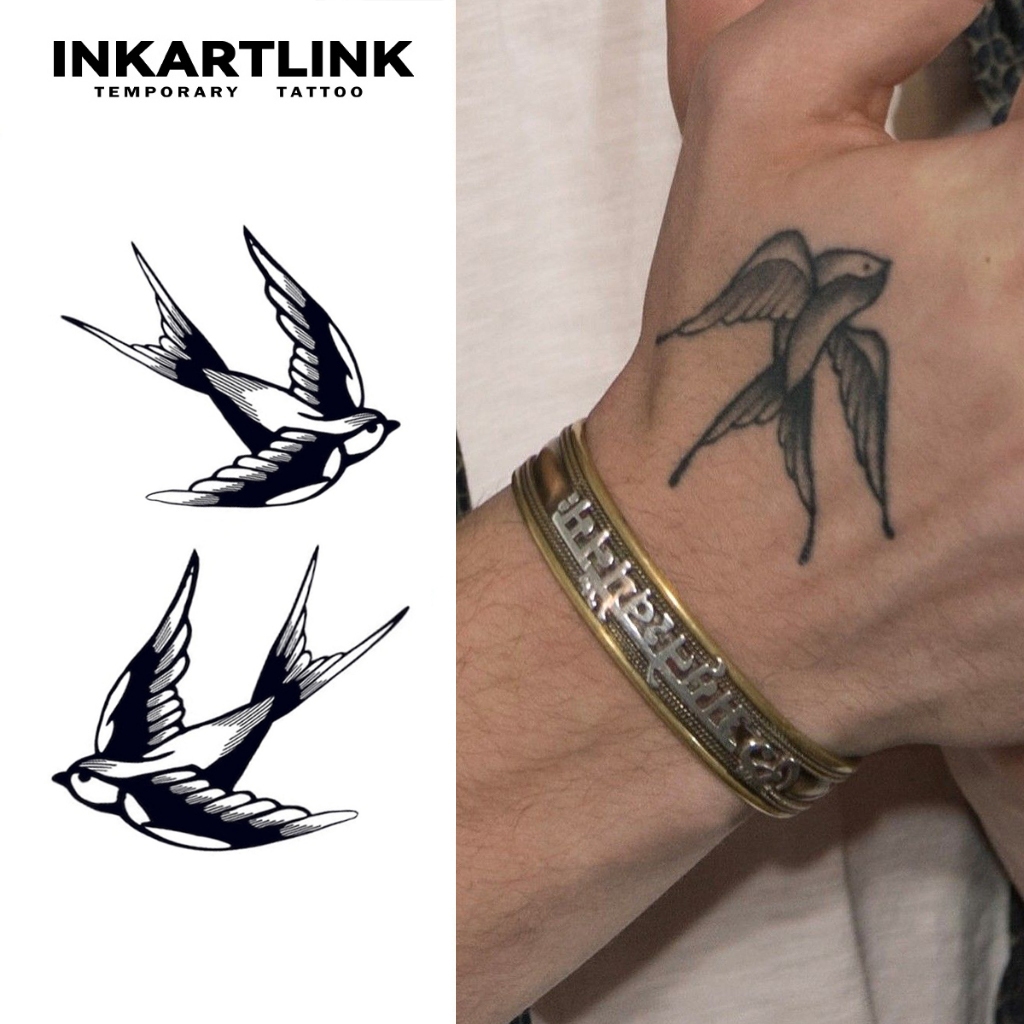 Swallow สติ ๊ กเกอร ์ รอยสักชั ่ วคราว , รอยสักมายากลกันน ้ ําติดทนนาน , รอยสักปลอม 15 วัน , รอยสักกึ ่ งถาวร