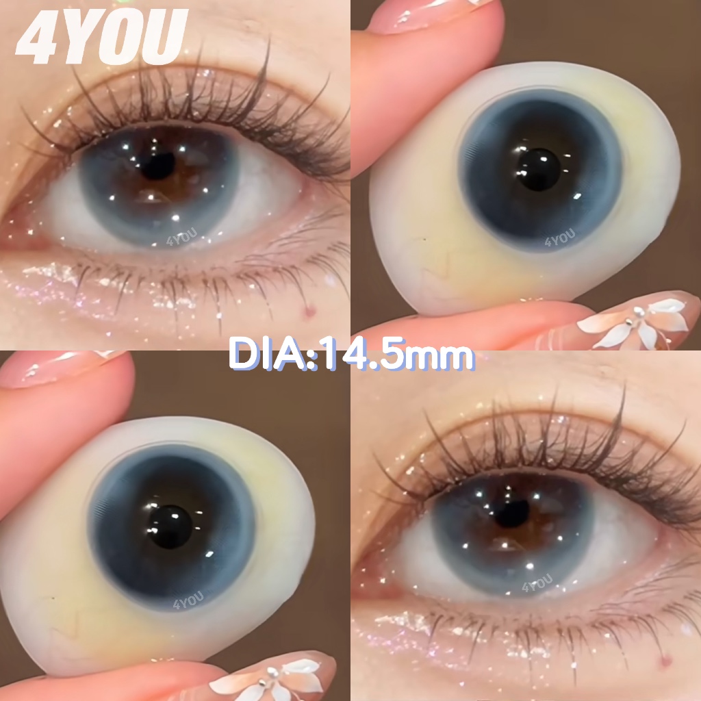 2 ชิ้นสีฟ้าคอนแทคเลนส์เลนส์นุ่มเลนส์ธรรมชาติเครื่องสําอางไฮไลท์ Eye Contact สําหรับ Eye พร้อม Power รายปีใช้ 14.5 มิลลิเมตร