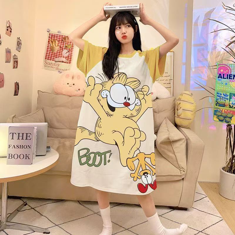 ชุดนอนแขนสั้น, ชุดนอนคอกลมการ์ตูนน่ารัก, ชุดที่บ้านที่สะดวกสบาย - รูปที่ 4