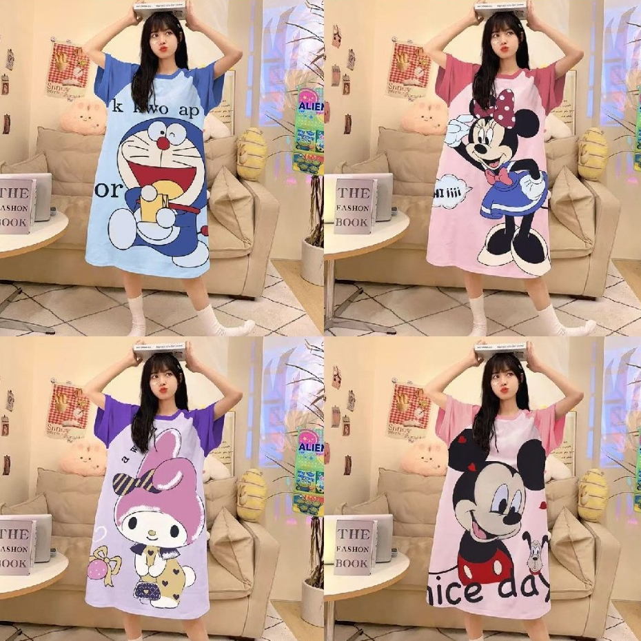 ชุดนอนแขนสั้น, ชุดนอนคอกลมการ์ตูนน่ารัก, ชุดที่บ้านที่สะดวกสบาย