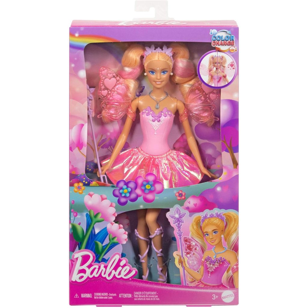 Barbie Fairy Doll with Toy Wand & Fashion Accessories, Fantasy Theme with Color-Change Fun on Wings 