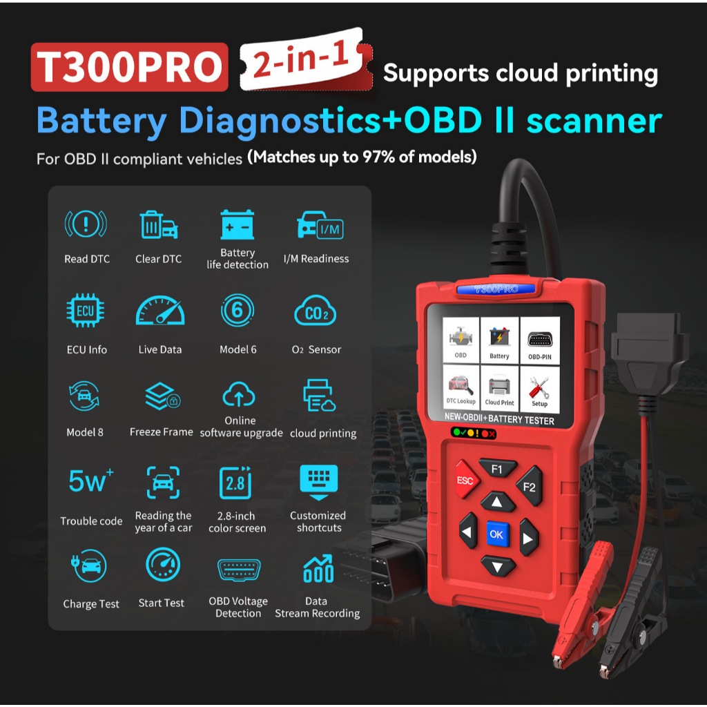 สต๊อกท้องถิ่นJDIAG T300 Pro รถ OBD2 เครื่องสแกนเนอร์เครื่องยนต์รถรหัสผิดอ่านเครื่องมือวินิจฉัยแบตเตอ