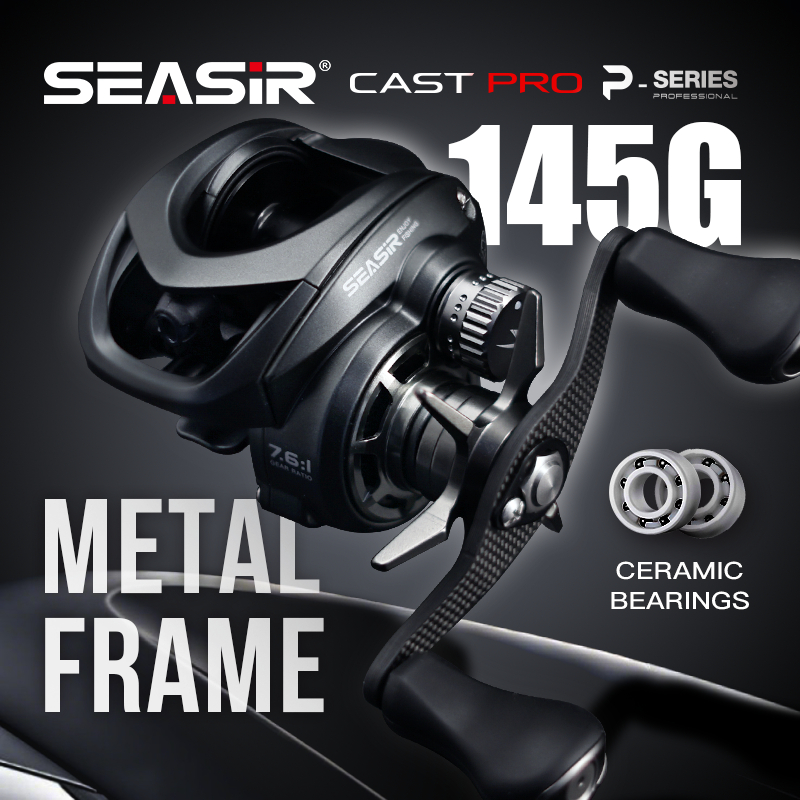 Seasir Cast Pro 145g กรอบโลหะ 2 แบริ่งเซรามิค Baitcasting ตกปลา Reel BFS Ultralight คาร์บอน 6 ดาวอลูมิเนียมลากลูกบิดคาร์บอนไฟเบอร์เครื่องซักผ้า 7.6:1 อัตราทดเกียร์ 11 + 1BB Ma