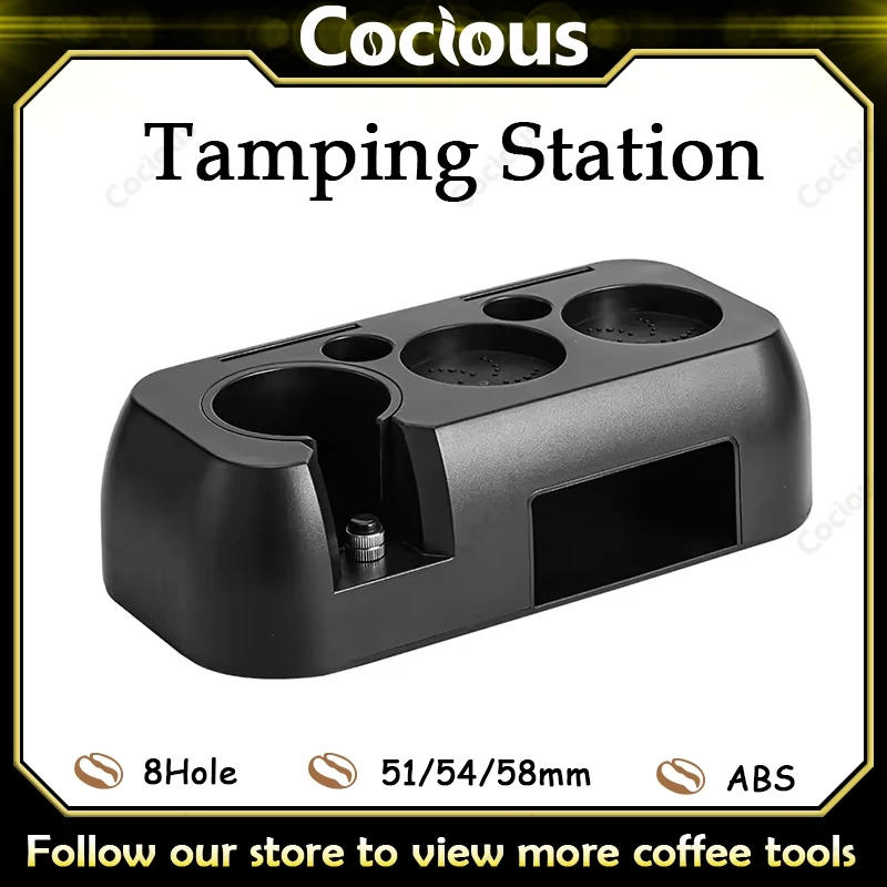 Universal Barista Tools51/54/58 มม.ABS มัลติฟังก์ชั่นกาแฟ Tamping Station Non-Slip จําหน่ายกาแฟ Tamper Wdt เครื่องมือ Puck หน้าจอแปรง Espresso Tamping Station