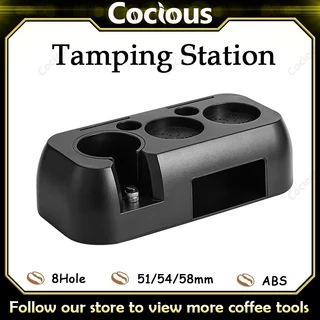 Universal Barista Tools51/54/58 มม.ABS มัลติฟังก์ชั่นกาแฟ Tamping Station Non-Slip จําหน่ายกาแฟ Tamper Wdt เครื่องมือ Puck หน้าจอแปรง Espresso Tamping Station