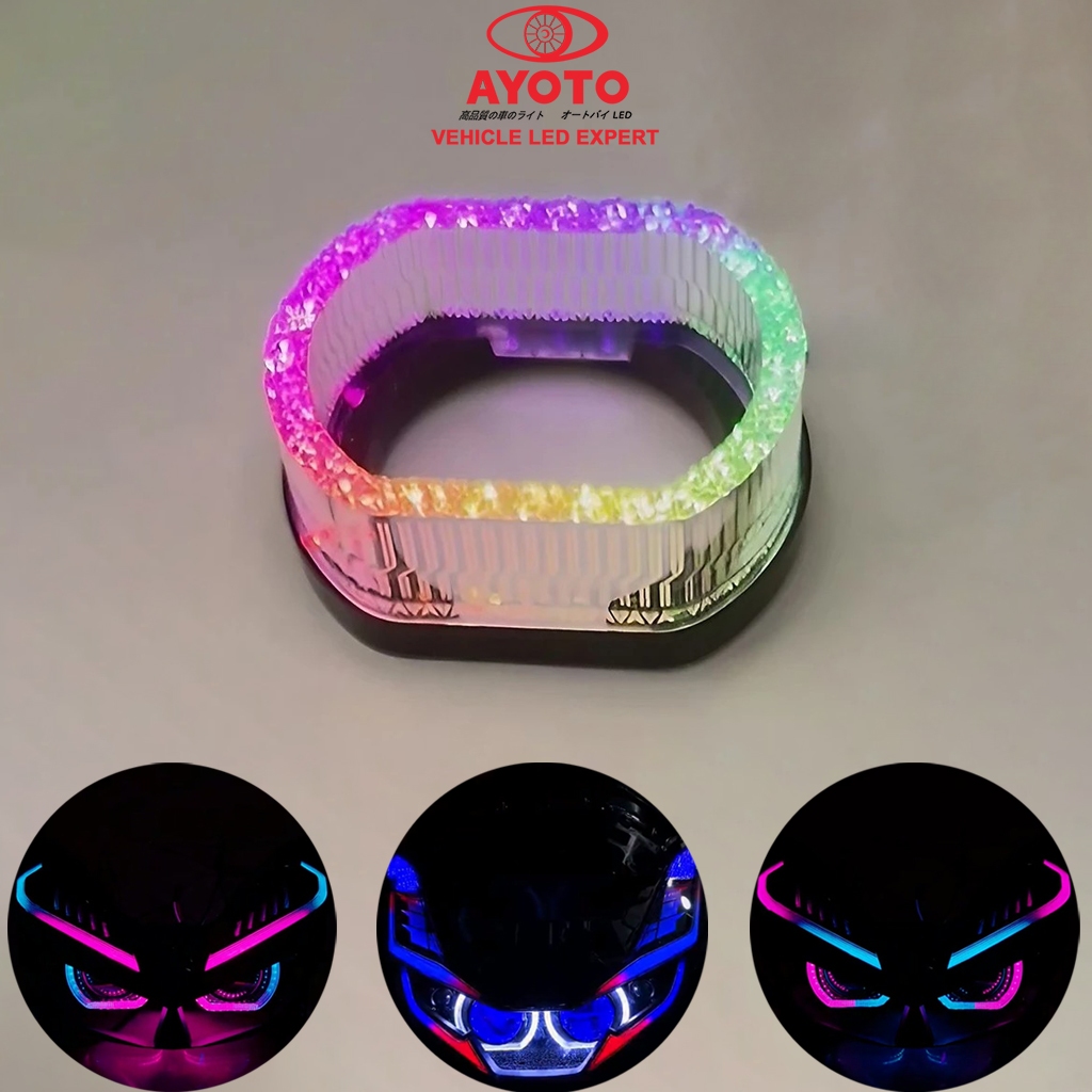 AYOTO LED 3D 2D RGB บลูทูธ APP ควบคุมคริสตัล BMW โปรเจคเตอร์ shroud angel eye กําหนดเอง 2.5/1.5 นิ้ว