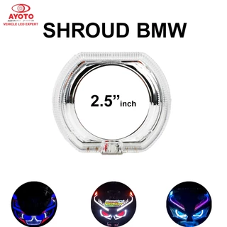 AYOTO 2.5 INCH bi led projector lens shroud cover universal halo angel eye bmw slim crystal dual DRL mode Custom upgrade retrofit DIY for car motorcycle scooter headlight headlamp bulb12V durable