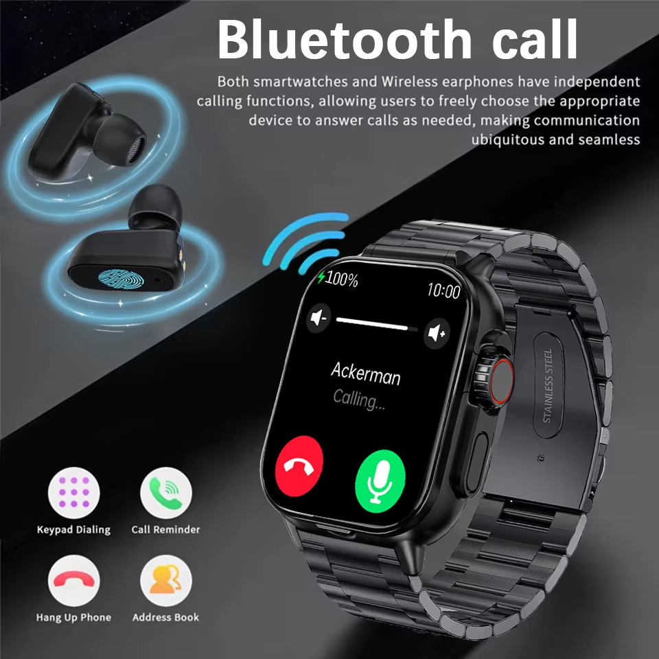 GT8 2 in 1 สมาร์ทวอท์ชพร้อมหูฟัง Smartwatch TWS หูฟังบลูทูธ HeartRate เครื่องวัดความดันโลหิตนาฬิกาสปอร์ตสําหรับผู้ชายผู้หญิง - รูปที่ 5