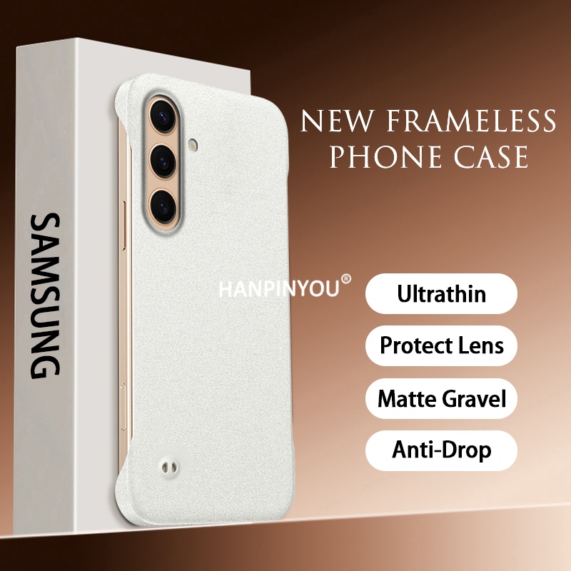 SAMSUNG Ultrathin Frameless SandstoneกรวดMatteสําหรับSamsung Galaxy S26 S25 S24 S23 Ultra Plus FE S25 Edge Hard PCป้องกันกล้องกันกระแทกฝาหลัง