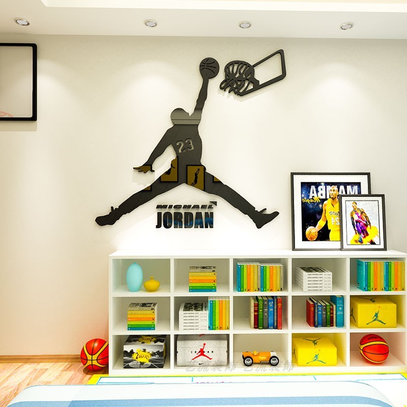 NBA บาสเกตบอล Star โปสเตอร์ 3d อะคริลิคสติ๊กเกอร์ติดผนัง Self-Adhesive ตกแต่ง Boy ห้องนอน Study Layo