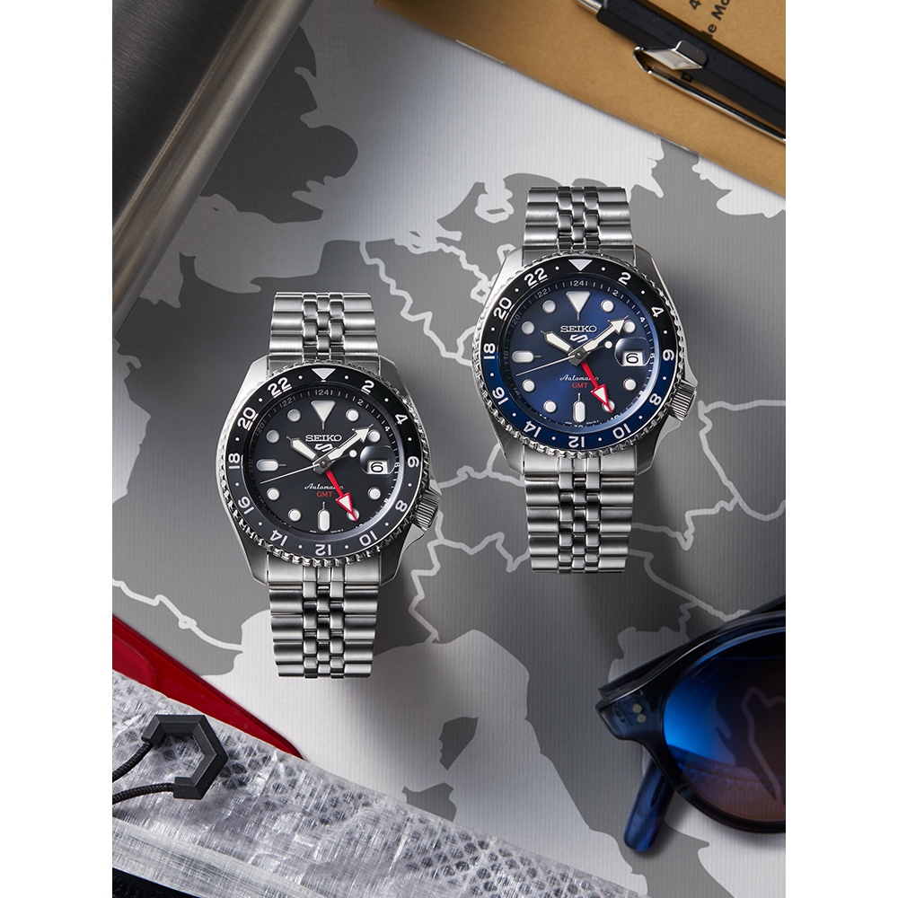 นาฬิกาผู้ชาย  ของแท้ นาฬิกาข้อมือ Seiko 5 Sports GMT เครื่องศูนย์ไทย พร้อมกล่อง seiko นาฬิกา SEIKO 5 SPORT