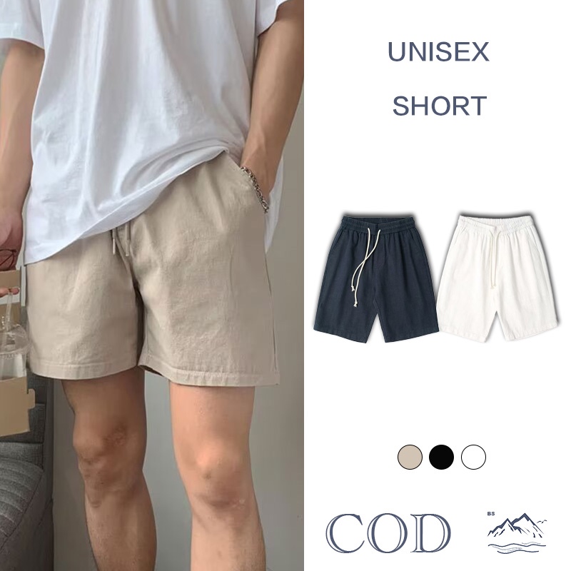 BS |short กางเกงขาสั้นทรงเกาหลีผ้าฝ้ายผสมลินิน สวมใส่สบาย ระบายอากาศดี