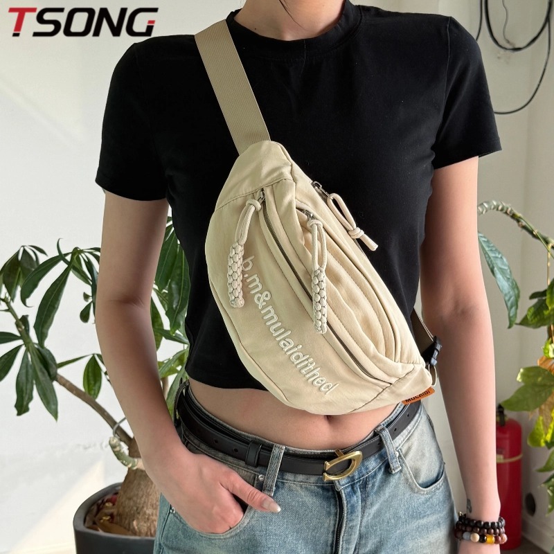 กระเป๋าคาดเอว จากแบรนด์ TSONG ใส่ได้ทั้งชายและหญิง มีเชือกผูกรูด มีซิป เหมาะกับการพกพาเดินทาง เดิน วิ่ง มันกันน้ํา 6221