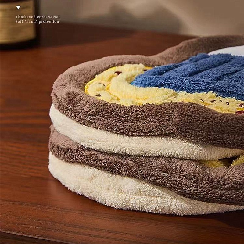 ความมีชีวิตชีวา ผ้าเช็ดมือเชอร์รี่เค้กดูดซับผ้าเช็ดหน้าผ้าขนหนูย้อนยุคแขวนได้ห้องน้ําห้องครัวดูดซับผ้าขนหนูหนา - รูปที่ 3