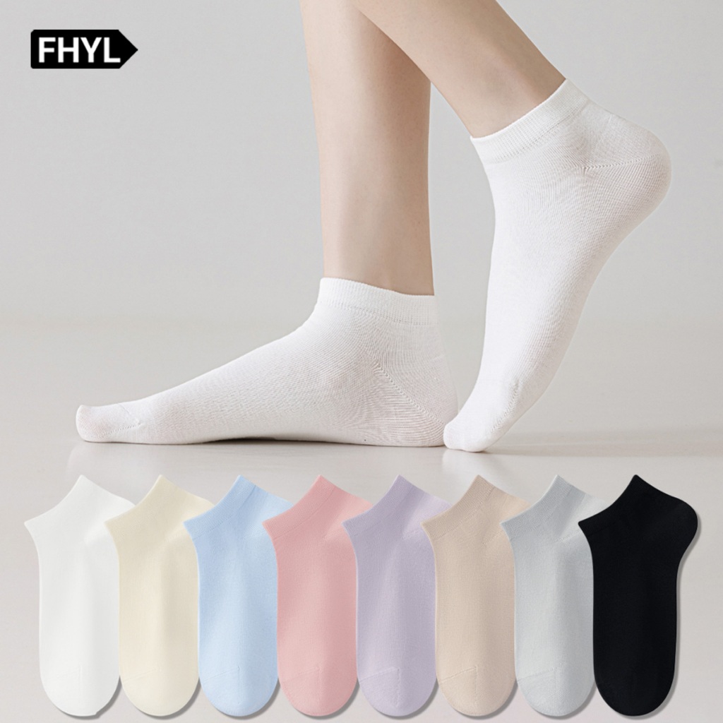 FHYL ถุงเท้าข้อเท้าสำหรับผู้หญิง จากผ้าฝ้ายแท้ นุ่ม สบาย และระบายอากาศได้ดี