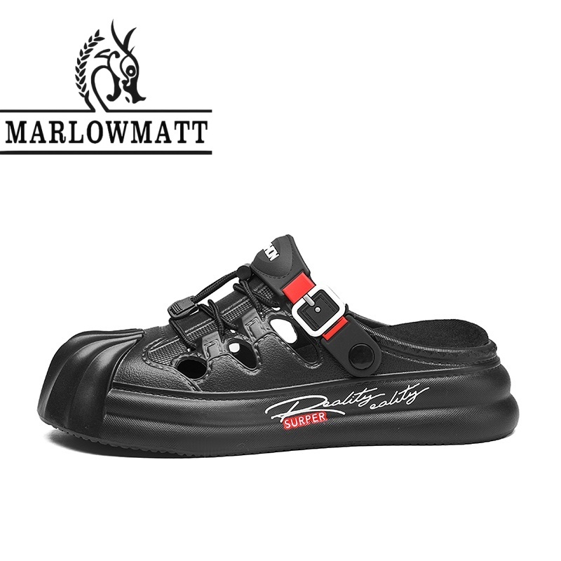 Marlowmatt รองเท้าแตะผู้ชายหนา Anti-slip ทนต่อการสึกหรอกันน้ําน้ําหนักเบารองเท้าแตะสีดํา Big Toe รองเท้า