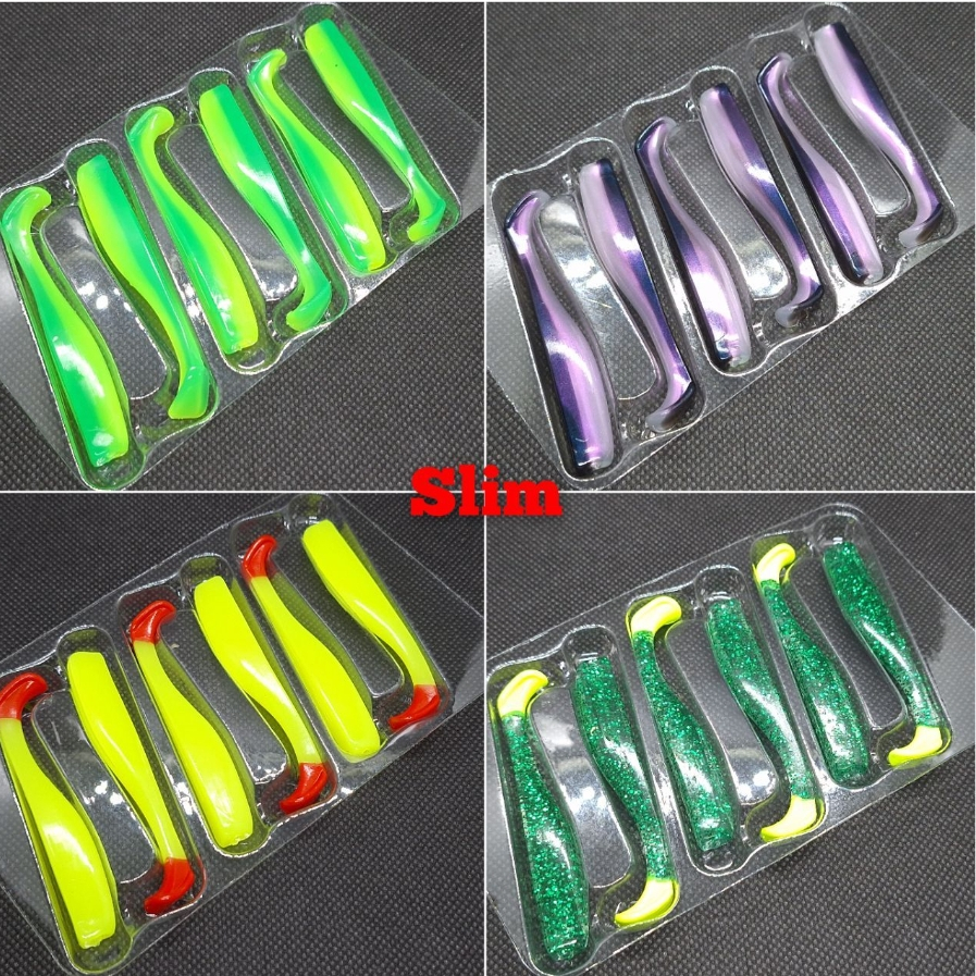6 ชิ้น/pkt paddle tail 2.7' Zman Slim 7cm SwimZ 7 ซม.2.3g 10x Tough TPR เหยื่ออ่อน Swimbait Lure