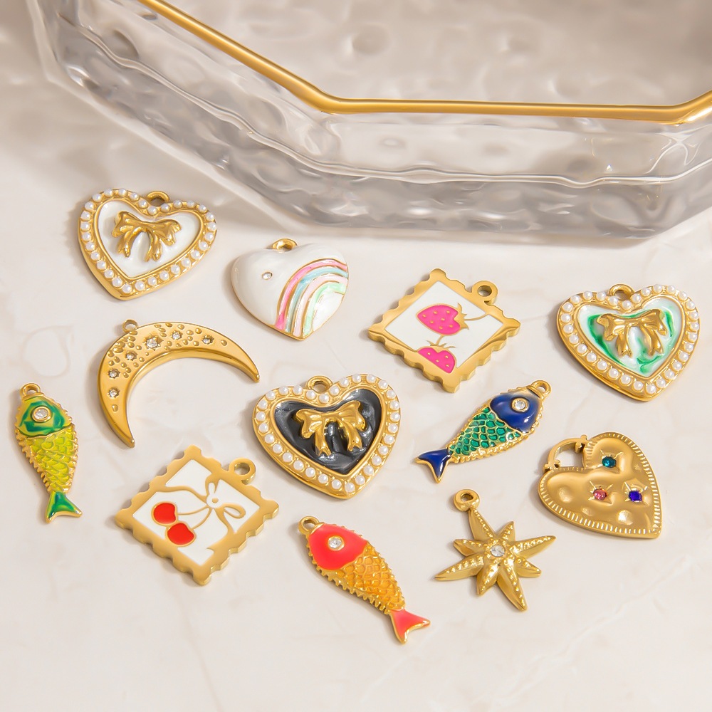 จี้สแตนเลส Dainty จี้ปลาหลากสี DIY เครื่องประดับทํามืออุปกรณ์เสริมไม่จางหาย