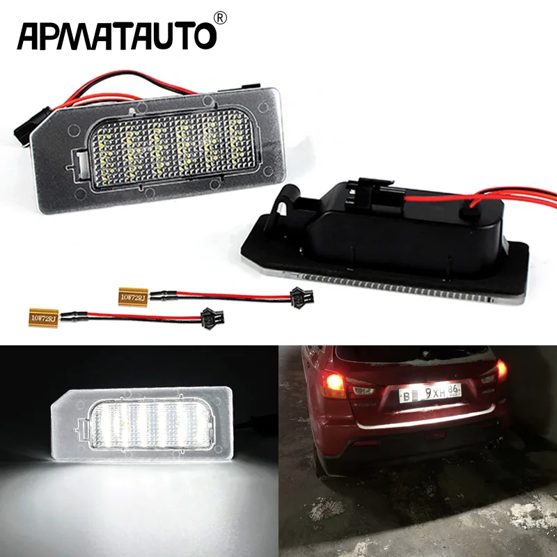 2PCS สีขาว LED จํานวนใบอนุญาตโคมไฟสําหรับ Mitsubishi 3rd Gen Outlander Sport ASX RVR ASX & RVR (GA/X