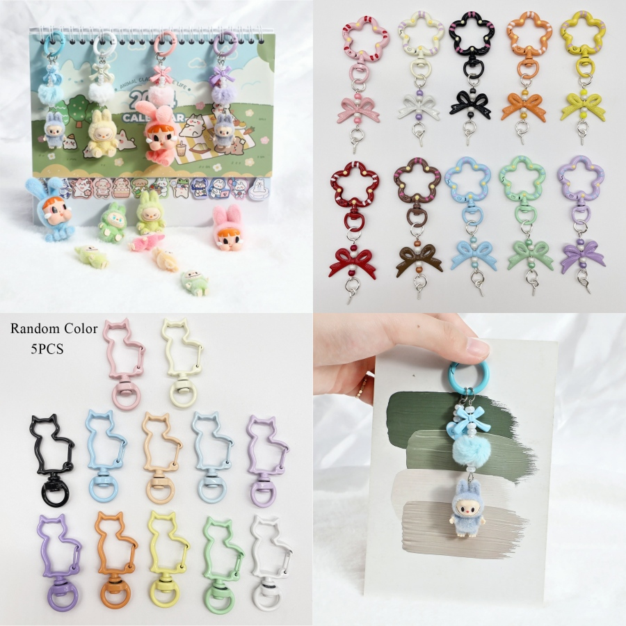 Diy เครื่องประดับจี้ตุ๊กตา Revamp อุปกรณ์เสริมกระเป๋าเป้สะพายหลังพวงกุญแจพวงกุญแจโบว์ลูกปัดคลิปแหวนดอกไม้สกรูตา