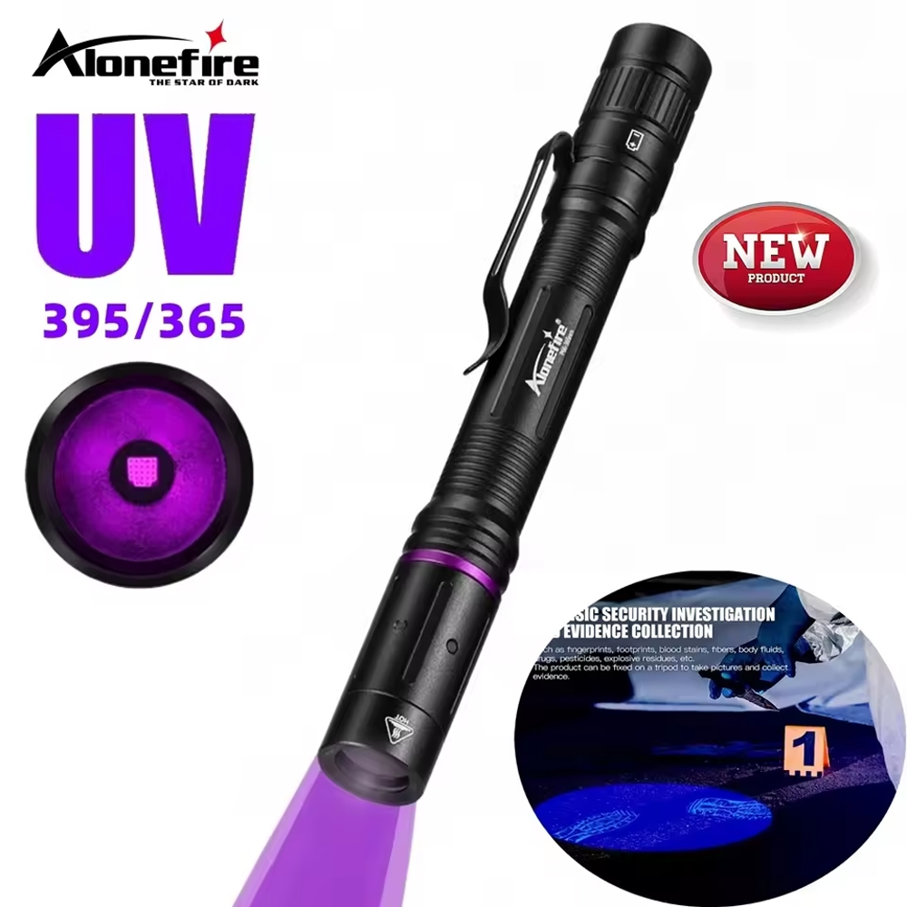 Alonefire P66 Mini UV ปากกาไฟฉาย LED 365nm/395nm เครื่องหมายที่มองไม่เห็น Blacklight ไฟฉายแมวสัตว์เล