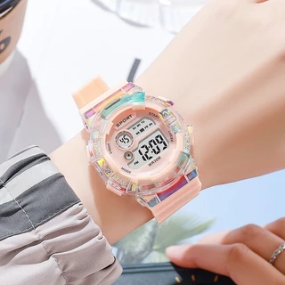 สุภาพสตรี LED นาฬิกาดิจิตอลหน้าปัดขนาดใหญ่สีปลุก Luminous Chronograph Muti-fuctional School Unicorn ซิลิโคนกีฬานาฬิกาสําหรับนักเรียนหญิงเด็กของขวัญ