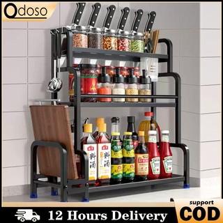 Spice & Condiments Oil/Salt/Sauce/Vinegar Storage with Knife Holder Steel Kitchen Organizer