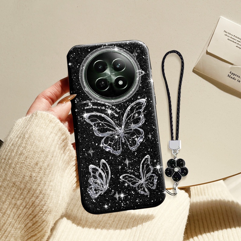 YBD INSเคสโทรศัพท์สําหรับOPPO Realme 12 5G Realme 12X 5G Realme 13 5G F29 Pro 5G FineประกายเพชรประณีตHollowed Outผีเสื้อ
