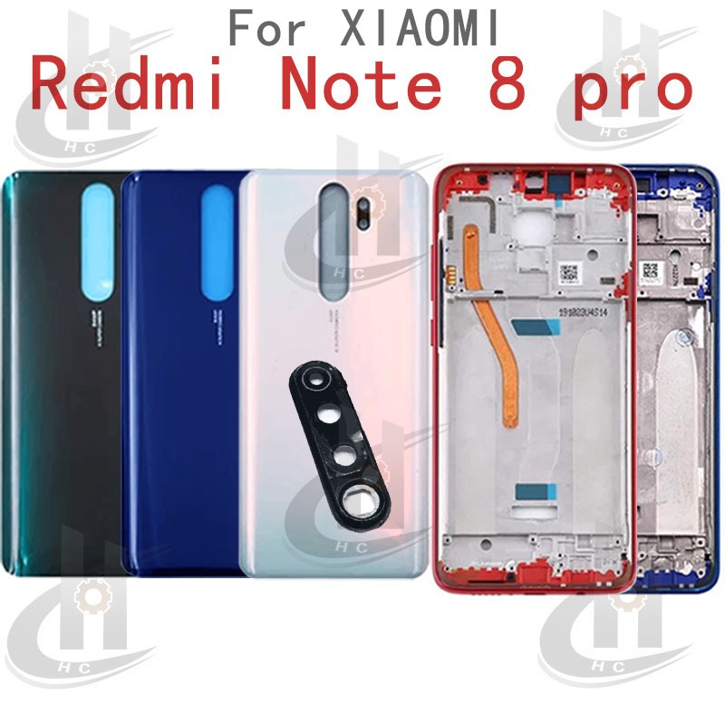 สําหรับ Redmi Note 8 Pro Single SIM แบตเตอรี่ฝาหลังที่อยู่อาศัยกรอบกลาง + ปุ่ม + กรอบด้านหน้า LCD