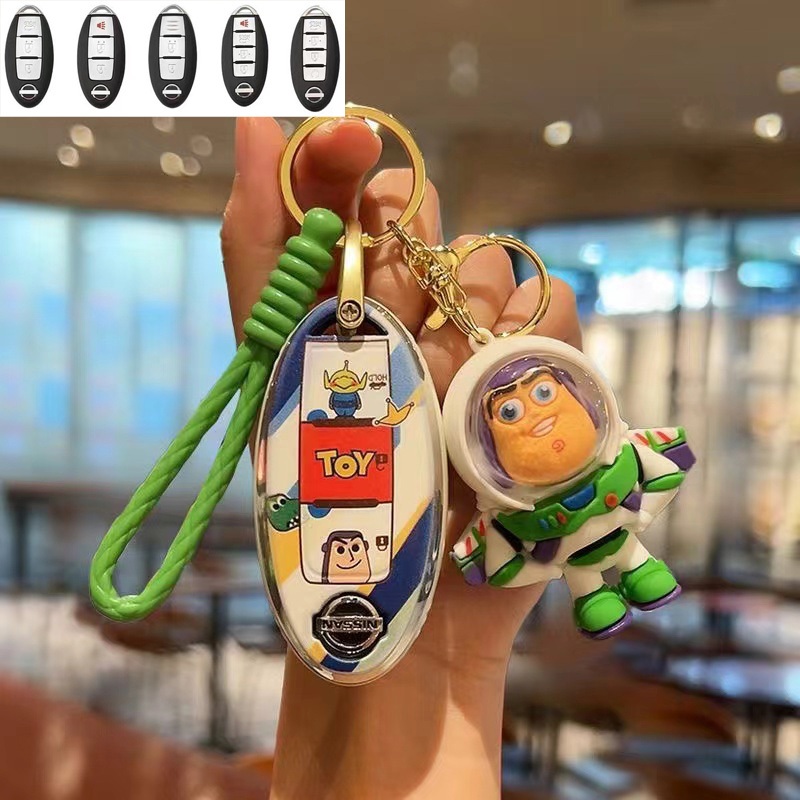 เคสรีโมทกุญแจรถยนต์ สําหรับ nissan juke March Livina Note kick almera cube pulsar，รูปแบบสองด้าน，บัซ ไลท์เยียร์