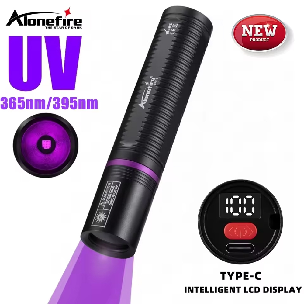 Alonefire SV113 595nm/365nm UV Light ไฟฉาย LCD USB ชาร์จไฟฉาย CatDog Tinea ปัสสาวะ Stain Marker แร่รั่วแมงป่องโคมไฟเรืองแสง